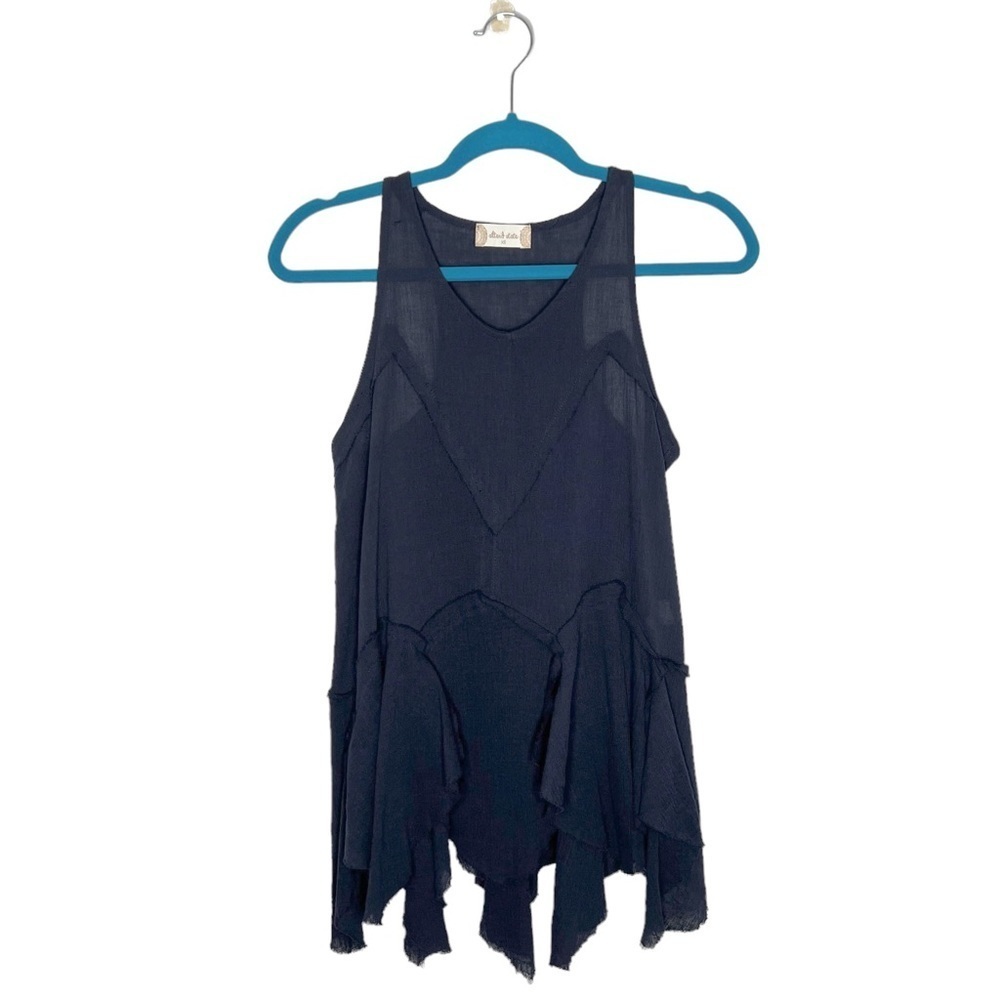 Altar’d State Navy Blue Gauzy Pieced Layered Lagenlook Tank Top